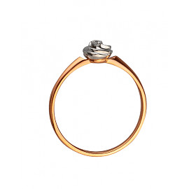 Золота каблучка червоного з білим кольору з білим діамантом