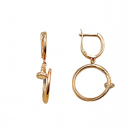 Золоті сережки червоного кольору з цирконом «Цвях» 01-200744099