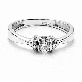 Каблучка з білого золота з білими діамантами 01-200779899