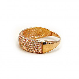 Золота каблучка червоного кольору з цирконом