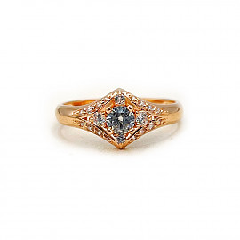 Каблучка з золота червоного кольору з цирконом 01-200788399