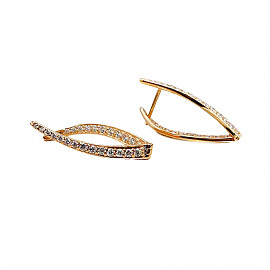 Золоті сережки червоного кольору з цирконом 01-200817599