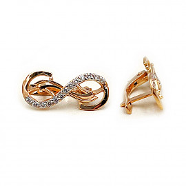 Сережки з золота червоного з білим кольору з цирконом 01-200819899