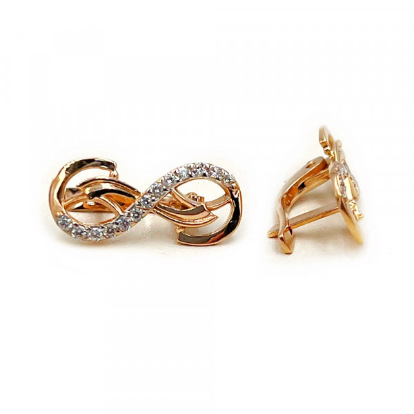 Сережки з золота червоного з білим кольору з цирконом