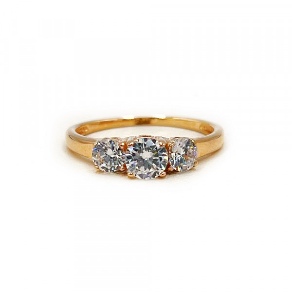 Золотое кольцо красного цвета с цирконом