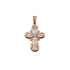 Крестик из золота красного с белым цвета с цирконом 01-200872399