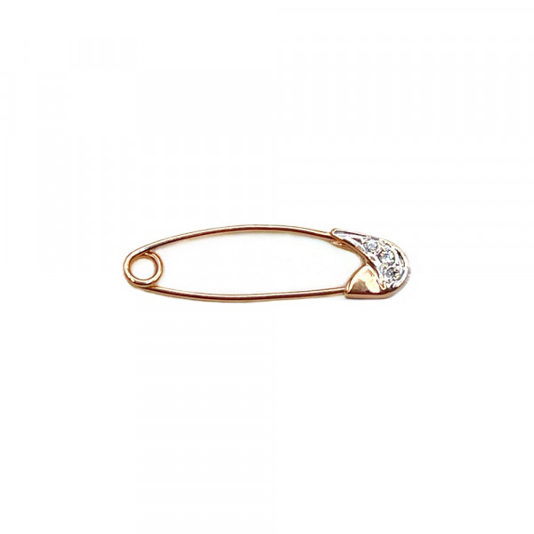 Шпилька з золота у червоному з білим кольорі з цирконом