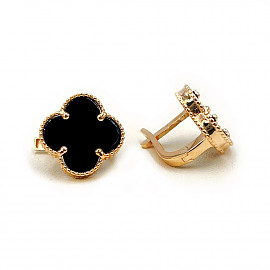 Сережки з червоного золота з цирконом «Конюшина» 01-200893299