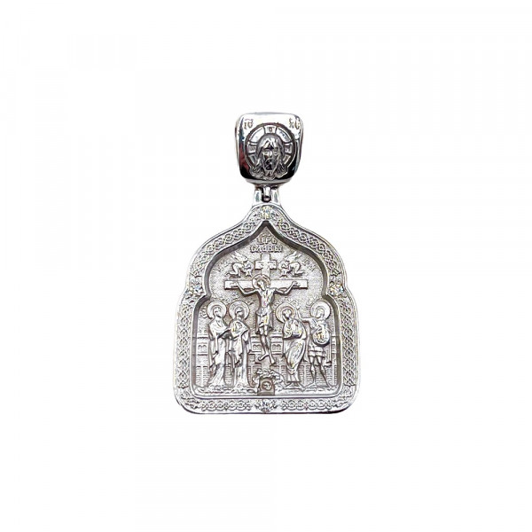 Золотий кулон у білому кольорі з жовтими діамантами